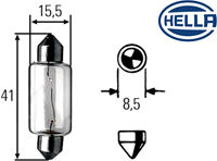 Hella Glühlampe 24V 15W, SV8,5-3