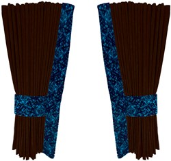 Schokobraune 0020 Seitenvorhänge mit blauem Plüsch