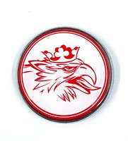 Embleem Rond wit met rode Svempa