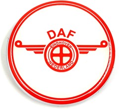 Embleem Rond DAF wit met rood