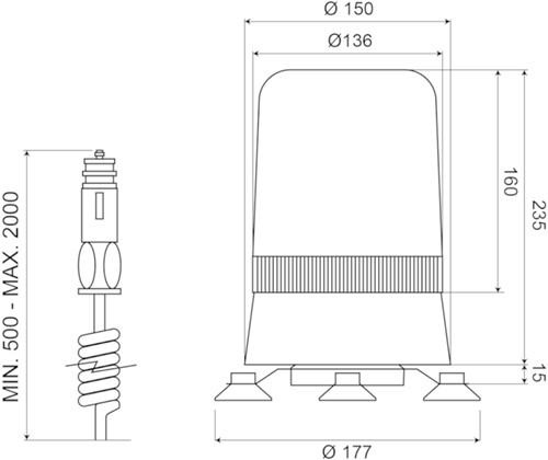 Zwaailicht Magnetische bevestiging 595M - Rood-2