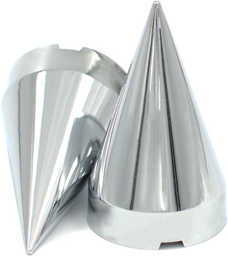 Kunststof wielmoerdoppen chroom 33mm spike - 10 stuks