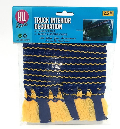 Cabine franje - geel-blauw-geel