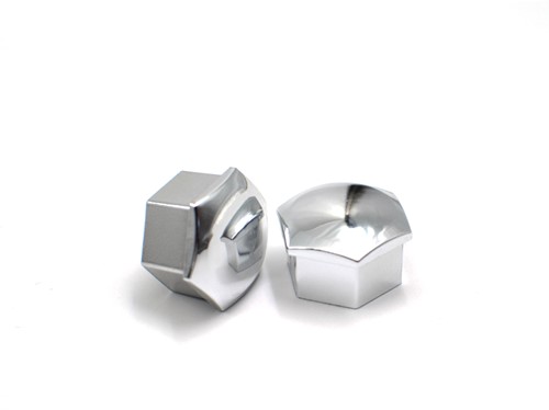 Kunststof wielmoerdoppen chroom 17mm - 20 Stuks
