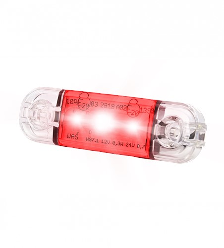 LED slanke Opbouw helder glas 3 LEDS rood