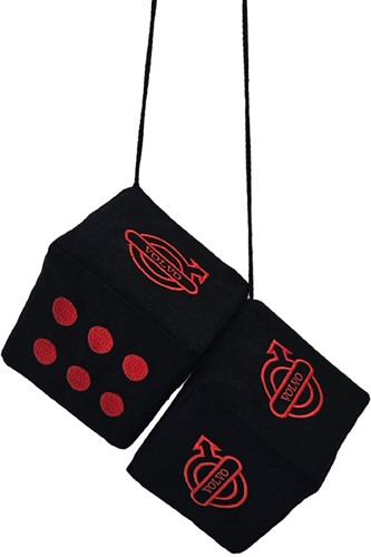 Würfel schwarz Volvo mit rot gesticktem Logo