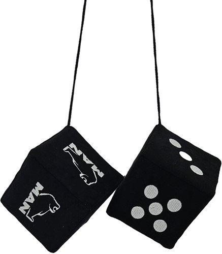 MAN black dice with stitched logo