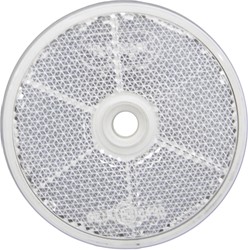 Runder, weißfarbener Reflektor, Ø 60 mm selbstklebend/zum Anschrauben