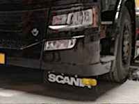 Set RVS Bevestigingssteunen voor Spatlappen Scania Next Gen - Set Spatlappen wit SCANIA groen  - TALMU Deense dagrijlamp, set van 2 - wit