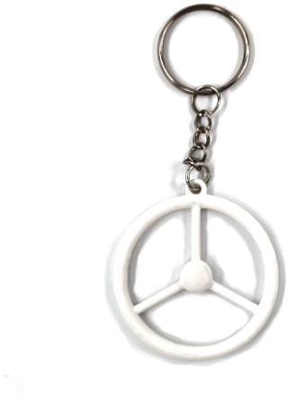 Sleutelhanger 3-spaaks stuur wit