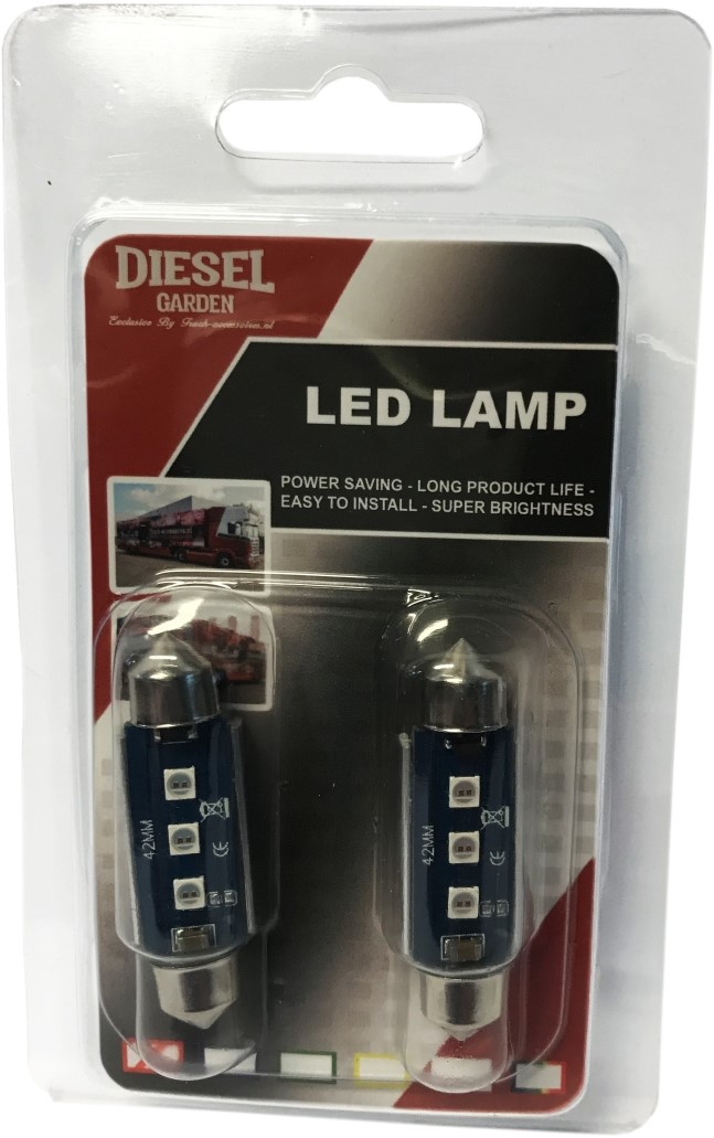 Festoon SV8.5 LED 24V LONG 10X42mm Red