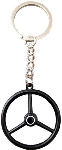 Keychain 3-spoke steering wheel black metal