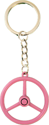 Keychain 3-spoke steering wheel pink metal