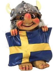 Wikingertroll mit Schwedenfahne, 8 cm