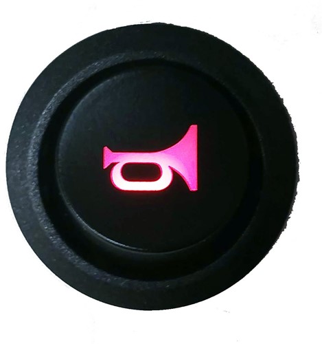 Zweifarbiger Schalter, Sirenensymbol/Logo, rot, 4-polig