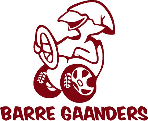 Sticker "BARRE GAANDERS" (set van 2 stuks) - Bordeauxrood - Nee, buitenzijde plakken
