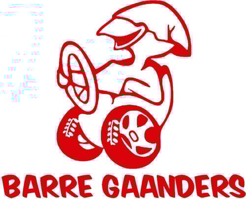 Sticker "BARRE GAANDERS" (set van 2 stuks) - Rood -  Ja, binnenzijde plakken