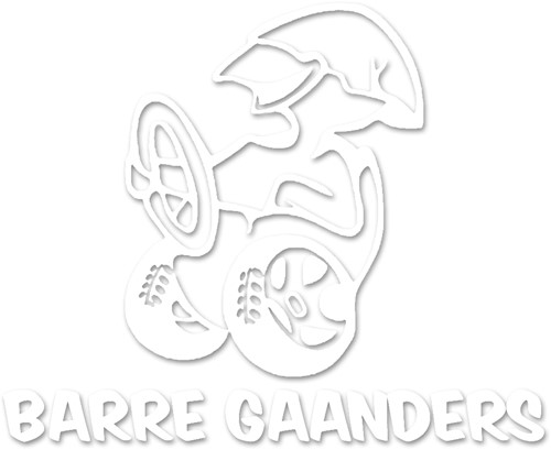 Sticker "BARRE GAANDERS" (set van 2 stuks) - Wit - Nee, buitenzijde plakken