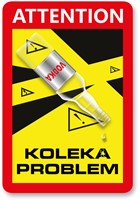 Sticker Attention Koleka Problem Fles