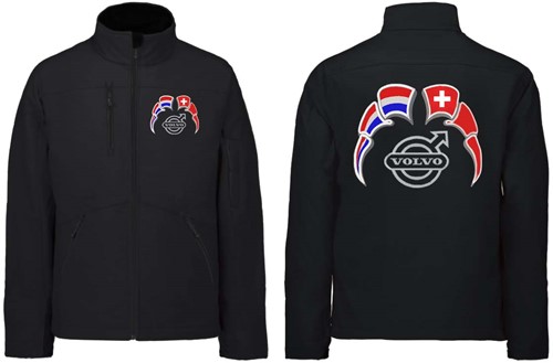 Softshell jas Volvo met wimpels Nederland - Zwitserland