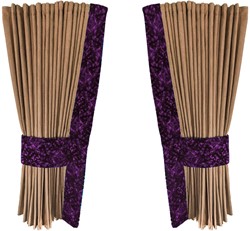 Beige 0046 side curtains with purple plush