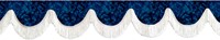 Front window pelmet blue plush with fringes