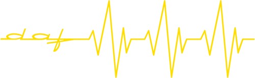 Sticker DAF Heart Beat - Geel