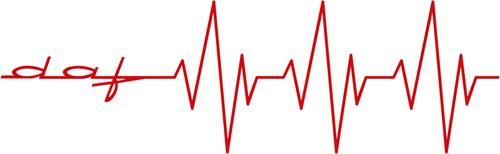 Sticker DAF Heart Beat - Rood