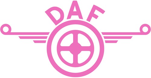Sticker DAF wings - 25 cm - Roze - Nee, buitenzijde plakken