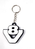 Schlüsselanhänger V8 schwarz und weiß