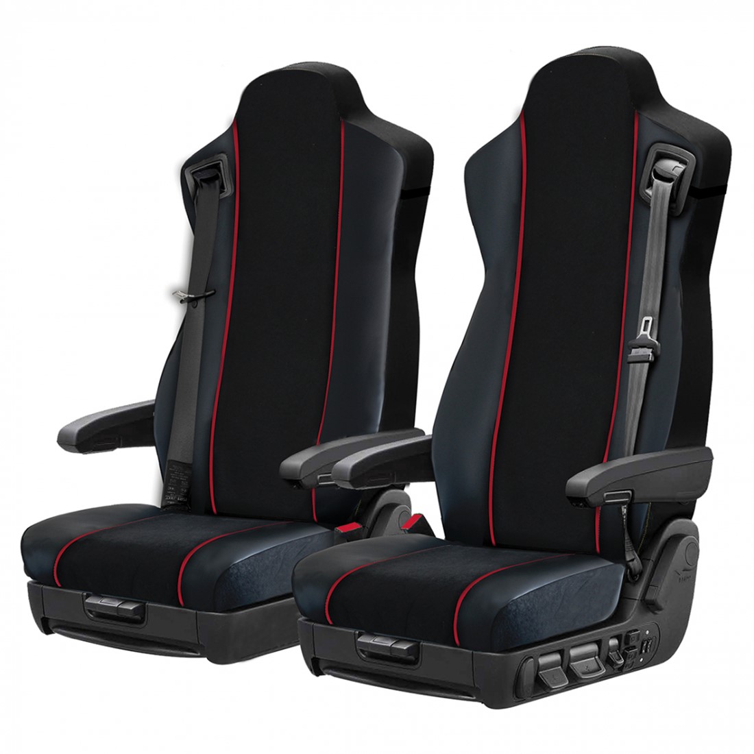 LUCARO Sitzbezug Set Tornado Für Iveco Daily Ab 2014 - Schwarz/Grau Aus Strapazierfähigem Möbelstoff