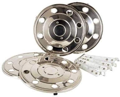 Set RVS wieldoppen 15" 4 stuks plat