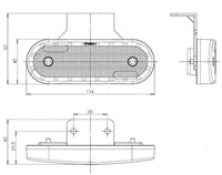LED Markierungsleuchte oval Weiß mit Halterung-3