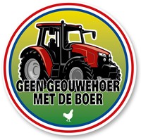 Aufkleber rund - Geen geouwehoer met de boer Kip