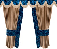 Curtain set blue plush
