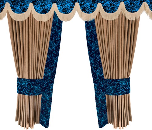 Curtain set blue plush