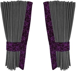 Gray 0027 side curtains with purple plush