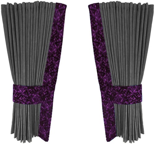 Gray 0027 side curtains with purple plush