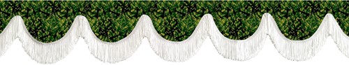 Front window pelmet green plush with fringes