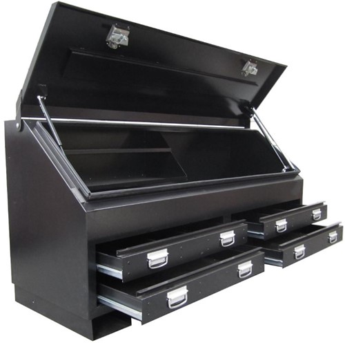 Powdercoated box with drawers - 1770x600x750