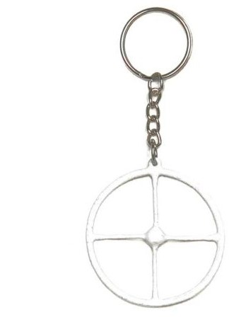 Sleutelhanger 4-spaaks stuur wit