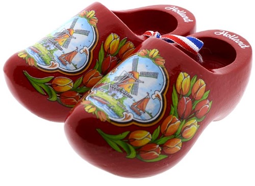 Red clogs with windmill and tulips