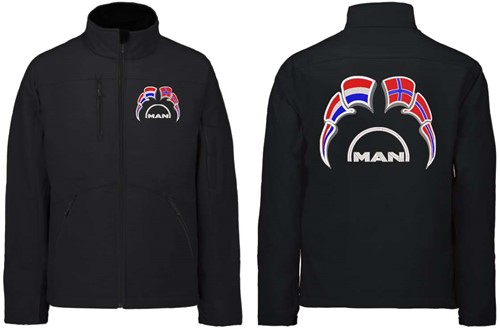 Softshelljacke MAN Emblem mit Wimpel Niederlande - Norwegen