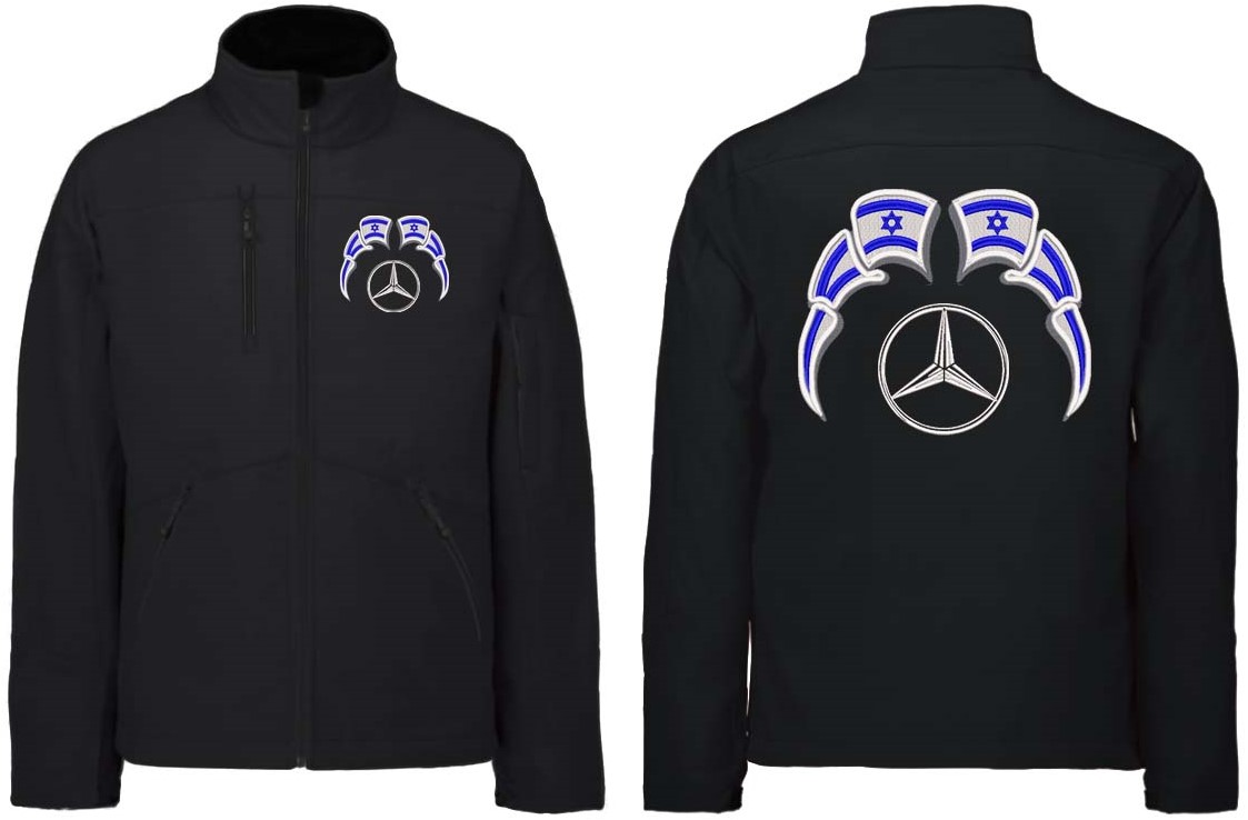 Softshelljacke Mercedes Emblem mit Wimpel Israel Truck Accessoires