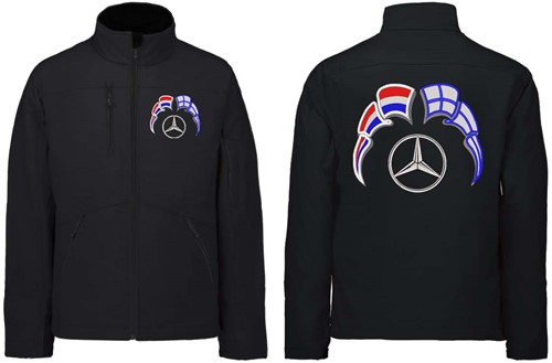 Softshell jas Mercedes Embleem met wimpels Nederland - Finland