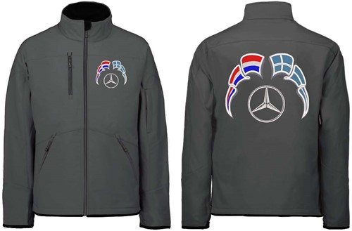Softshelljacke Mercedes Emblem mit Wimpel Niederlande - Griechenland-2