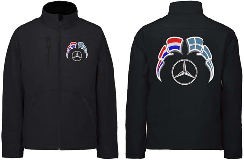 Softshelljacke Mercedes Emblem mit Wimpel Niederlande - Griechenland