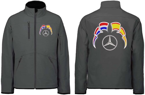 Softshelljacke Mercedes Emblem mit Wimpel Niederlande - Spanien-2