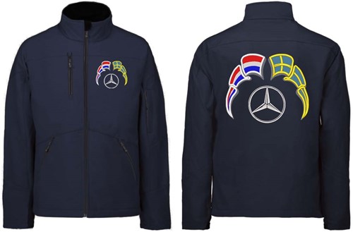 Softshelljacke Mercedes Emblem mit Wimpel Niederlande - Schweden-3