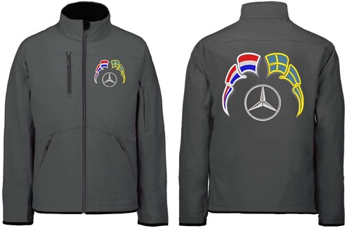 Softshelljacke Mercedes Emblem mit Wimpel Niederlande - Schweden-2